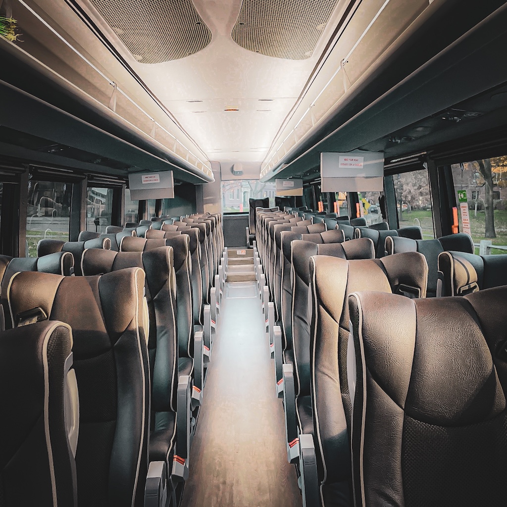 Coach Bus 56 Passenger Rental Interior Seating